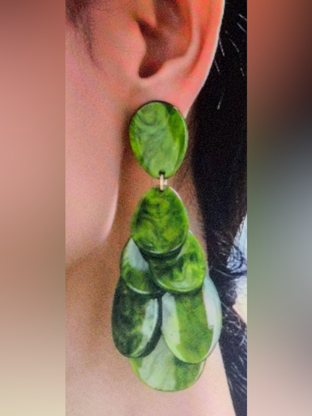 Green Teardrop Dangle Earrings